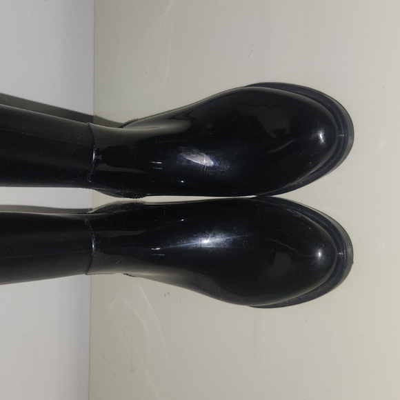 Sam Edelman Sydney Black Glossy & Matte Tall Rain Boots Woman's Size 7 - Picture 2 of 6